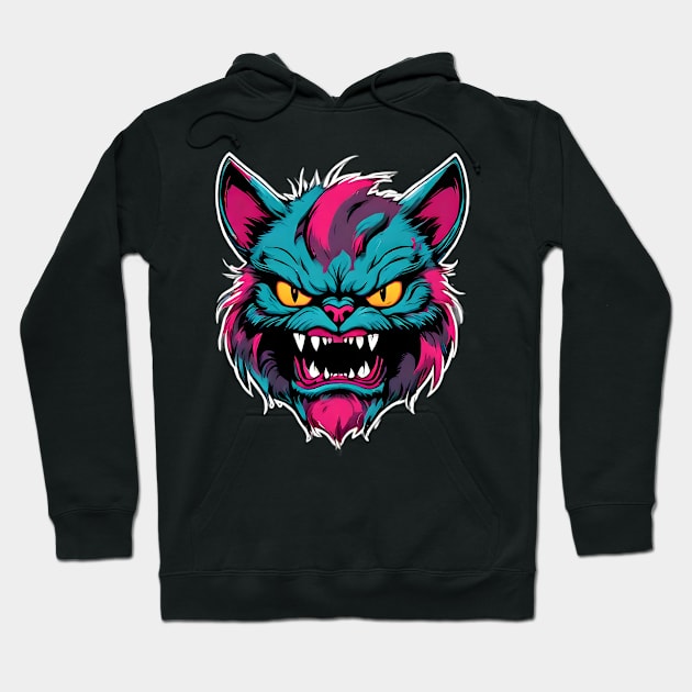 An Angry Cat with Grinning Face Hoodie by FooVector